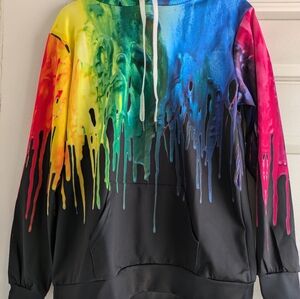 Rainbow dripping paint hoodie